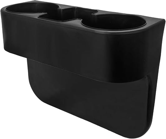 DXNQ Car Cup Holder Gap Filler Organizer, Multifunctional Auto Front Console Gap Filler with Cup Holder, Leather Extra Cup Holder Storage Box for Car Truck SUV, Car Accessories (Black/Plastic)