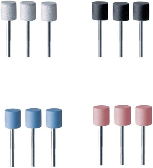 Silicone Cylinder Polisher Set of 12 Polishing 14.0 x 12mm Kit Assortment 4 Grades - Coarse White/Medium Black/Fine Blue/Extra Fine Pink Made in Germany