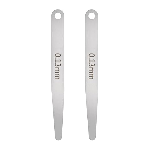 HARFINGTON 2pcs Metric Thickness Feeler Gauge 0.13mm Single Blade Oval Feeler Gauge 304 Stainless Steel Gap Measuring Tool for Repair Valve Guitar Spark Plug