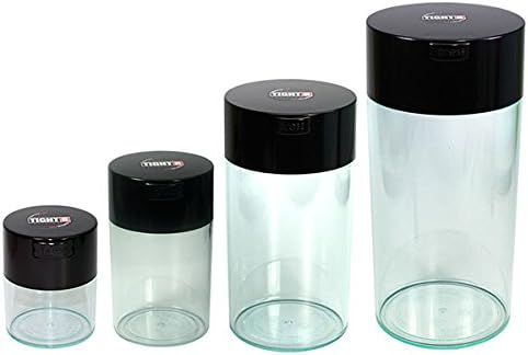 Tightvac Set of 4 - Patented Airtight Storage Container | Multi-use Vacuum Container Keeps Your Herbs and Dry Goods Fresh and Flavorful. Black Clear