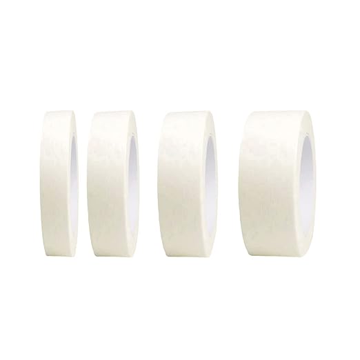 4 Rolls Beige White Masking Tape Multi-Size | General Purpose Painters Tape (0.5 Inch, 0.7 Inch, 1 Inch and 2 Inch X 22 Yard)