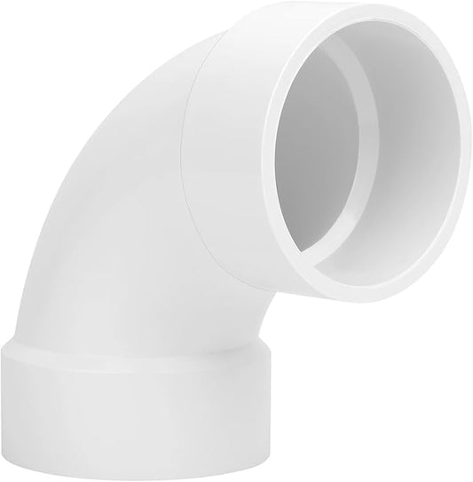 3" PVC DWV Sanitary 90-Degree Elbow (Socket x Socket) White SCH40 3" PVC DWV 90° Elbow Pipe Fittings Connectors for Drain, Waste, Vent
