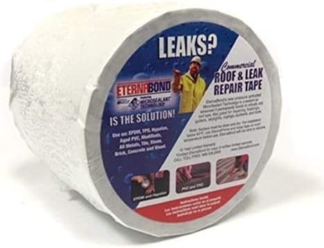 EternaBond H.B. Fuller RoofSeal White 6" x10' MicroSealant UV Stable Seam Repair Tape | 35 mil Total Thickness | EB-RW060-10R - One-Step Durable, Waterproof and Airtight Repair