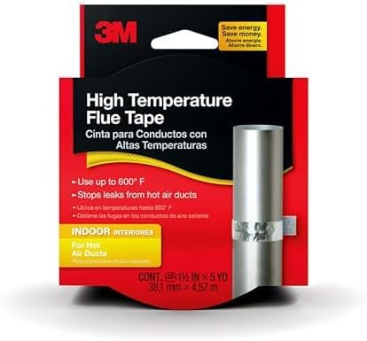 3M High Temperature Flue Tape,High Heat Sealing Tape up to 600 Degrees,15-Foot Roll,(Pack of 12)