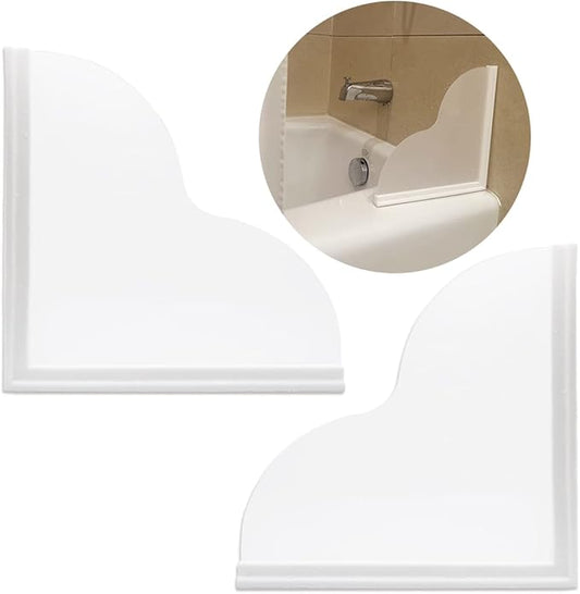 Tub Splash Guard Removable, 2 Pack Bathtub Water Splash Guards,Silicone Base & Acrylic Tub Corner Guards to Keep Water in Tub, Self-Adhesive & Prevent Shower Water from Splashing Out.