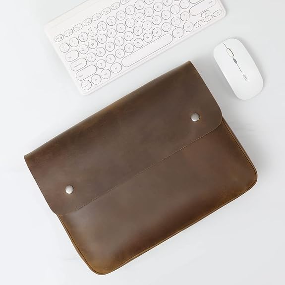 Leather File Folder Organizer Document Holder, File Case, A5 Binder, Envelope Portfolio, Spacious Leather Folio Laptop Sleeve Case for 13" 14" 15" Laptops, Macbook & Tablets