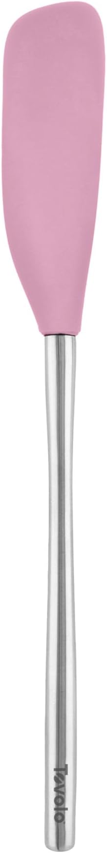 Tovolo Jar Spatula Silicone Long Stainless Steel Handle Scraper Spatula Pink Sorbet, Jar Scraper Heat Resistant Dishwasher Safe BPA Free Kitchen Utensil for Scraping Spreading Jelly Peanut Butter