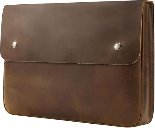 Leather File Folder Organizer Document Holder, File Case, A5 Binder, Envelope Portfolio, Spacious Leather Folio Laptop Sleeve Case for 13" 14" 15" Laptops, Macbook & Tablets
