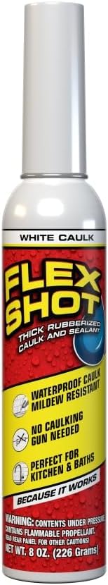 Flex Shot Rubber Adhesive Sealant Caulk, 8-oz, White