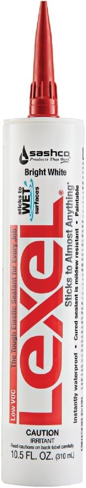 Sashco 13030 10.5oz Sashco Sealants White Lexel Adhesive Caulk, 10.5-Ounce