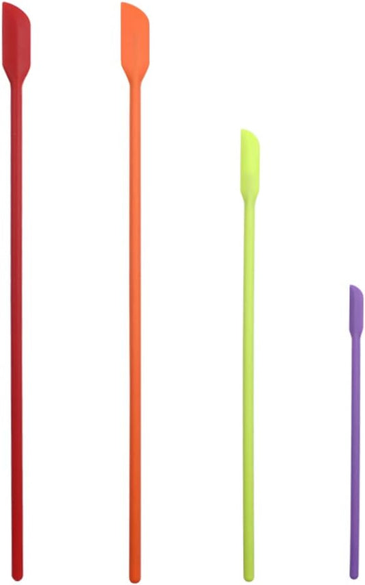 Mini Spatula Silicone Small for Makeup Spatula- Thin Jar ，for Thin Jar/Kitchen Bottles/Cosmetic Bottles 4Pack (Multicolor)