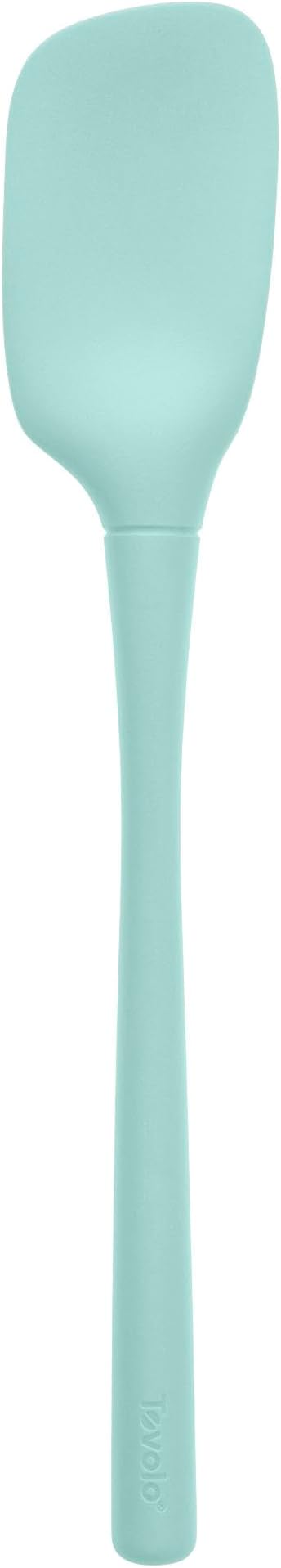 Tovolo Spoon Spatula Spoonula All Silicone Ergonomic Handle Grip Aqua Seafoam Green, Silicone Scoopula Kitchen Utensil Non Scratch Easy Clean Dishwasher Safe Heat Resistant Flex Core Scoop Spatula