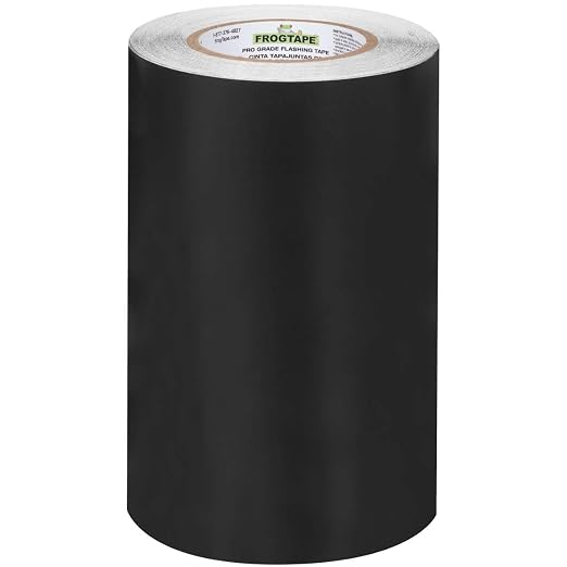 FrogTape Pro Grade Flashing Tape for Windows & Doors, 9 Inch Width - 75 Foot Roll, All Weather & UV Resistant Flashing Tape with Advanced Acrylic Adhesive - 10 mils - Black (Pack of 4)