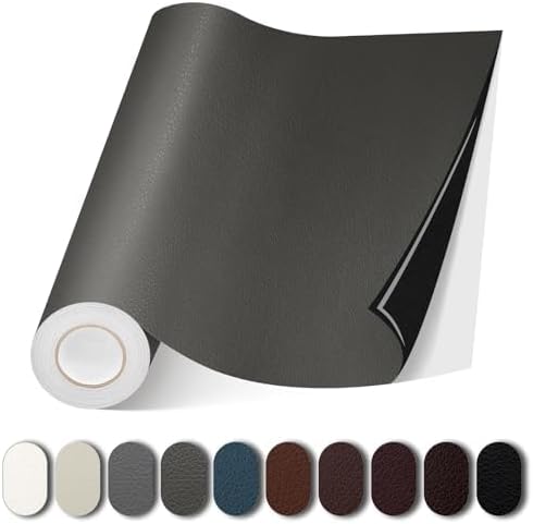 Leather Repair Patch, 17X158 Inch Self Adhesive Leather Repair, Large Vinyl Patch Tape for Couches, Furniture, Car Seats, Cabinets, Wall, Handbags （17X158 Inch, Dark Grey）