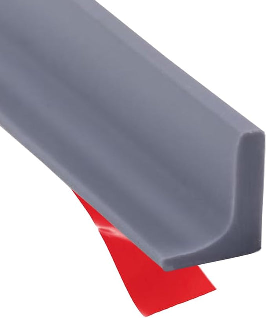 Shower Threshold Water Dam Barrier, Self Adhesive Silicone Waterproof Barrier Bathroom and Kitchen Shower Water Guard for Dry and Wet Separation Caulk Seal Strip Edge Trim (39Inch, Gray)