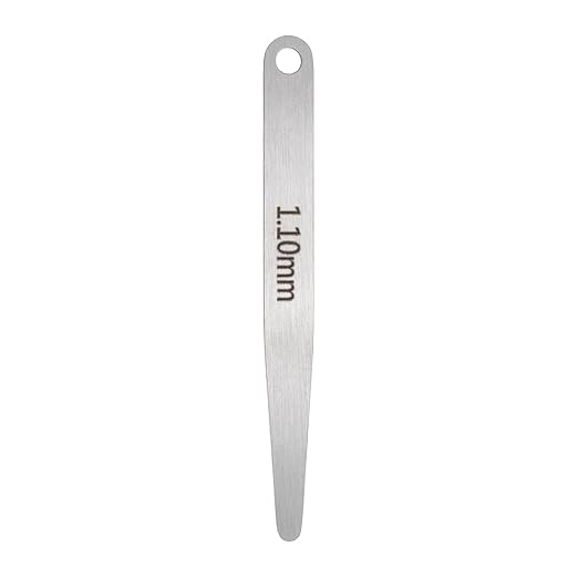 HARFINGTON 1pcs Metric Thickness Feeler Gauge 1.1mm Single Blade Oval Feeler Gauge 304 Stainless Steel Gap Measuring Tool for Repair Valve Guitar Spark Plug