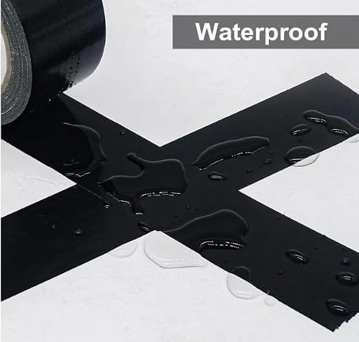 Firmentape] Heavy Duty Cloth Waterproof Tape 2" x50ft, Fiberglass Reinforced for Roofing/Pipes, Butyl Rubber Adhesive - Weatherproof & UV Resistant (Black)