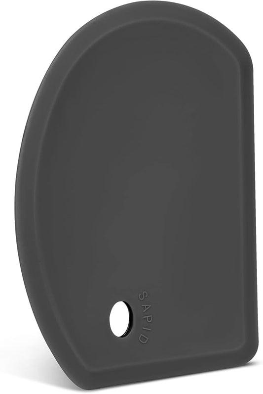 Silicone Dough Scraper with Stainless Steel Sheet, Curved Edge Flexible Bowl Scraper for Baking, Food Grade Silicone Bench Scraper for Sourdough Bread Proofing Basket, 5.98"×4.3", Dark Gray, SAPID