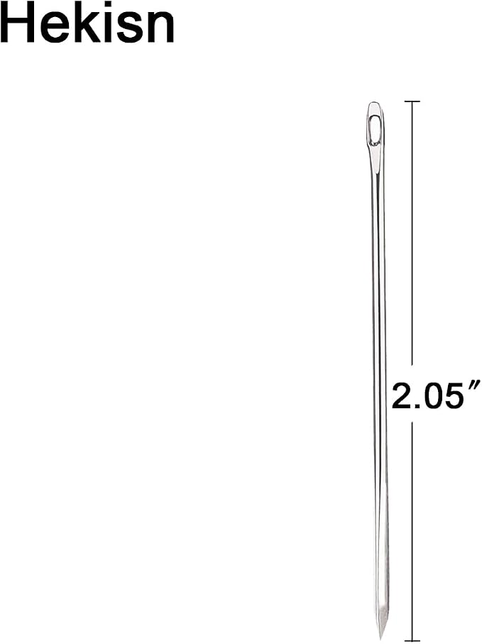 Hekisn Professional Large-Eye Triangle Leather Needles with Threaders for Hand Sewing Repair Stitching Projects (1.25 * 52mm)