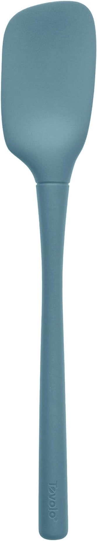 Tovolo Spoon Spatula Spoonula All Silicone Ergonomic Handle Grip, Silicone Scoopula Kitchen Utensil Non Scratch Easy Clean Dishwasher Safe Heat Resistant Flex Core Scoop Spatula, Blue Slate