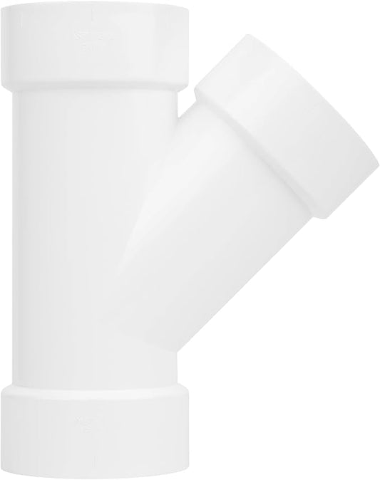 3" PVC 45 Degree Wye DWV Pipe Fittings (Socket x Socket x S) SCH40 PVC DWV Sanitary Y-TEE Pipe Fittings Connectors for Drain, Waste, Vent