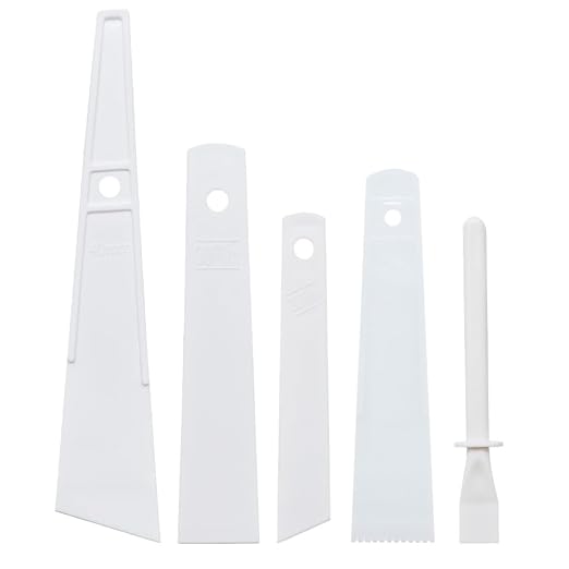 5Pcs White Plastic Glue Spreader Smear Plate Scraper Sticks Brushes Durable Flexible Easy to Clean Glue Applicator Spatula Kit Gap Filling Tool for Woodworking Leather Adhesive Projects,5Size