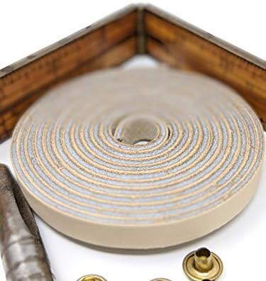 TOFL Genuine Leather Strap, Top Grain Cowhide Craft Strip – Beige (3 Pack) | 72" L x 3/8" W x 1/8" Thick | Suede Backing | Leather Craft Supplies | Easy to Cut & Stitch | DIY Projects & Repairs | 7–8 oz