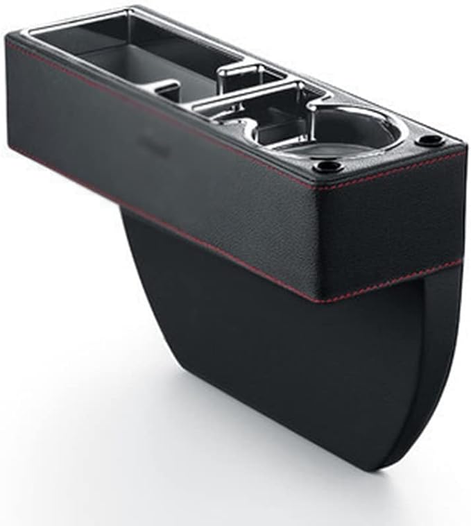 iheresy PU Leather Car Seat Gap Filler, Universal Multifunctional Car Organizer - Cup Holder Gap Filler Storage Box Console Side Pocket Organizer for Phones, Sunglasses - Black