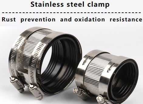 Flexible pipe Coupling with Stainless Steel Clamps.Pipe Connector for PVC and Metal Pipes (2.5inch/74mm-79mm)