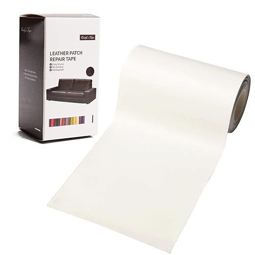 Leather Repair Patch Tape Cream White 3 x 60 inch Self Adhesive Leather Repair Tape for Furniture, Car Seats, Couch, Sofa, Office Chair, Vinyl Repair Kit
