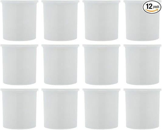 Carlisle FoodService Products Classic Round Storage Container Crock with Lid for Kitchen, Restaurants, Home, Plastic, 1.2 Quarts, White, (Pack of 12)