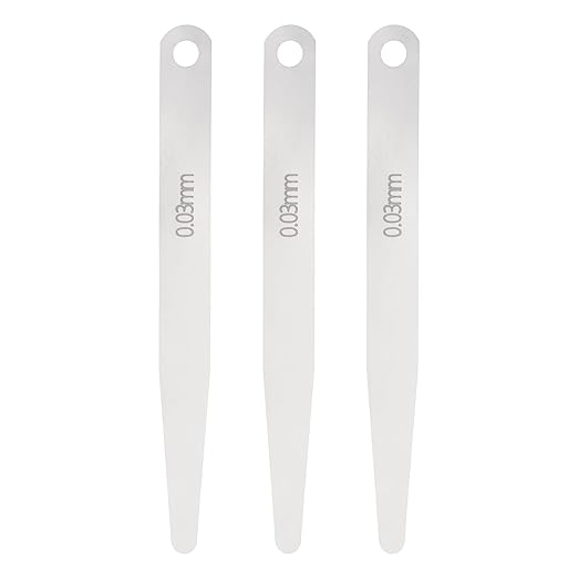 HARFINGTON 3pcs Metric Thickness Feeler Gauge 0.03mm Single Blade Oval Feeler Gauge 3CR-13 Stainless Steel Gap Measuring Tool for Repair Valve Guitar Spark Plug