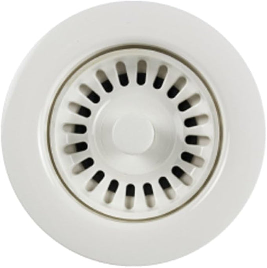 Houzer 190-9261 - 3-1/2 Inch Polar White Kitchen Sink Basket Strainer, Durable Food Catcher Stopper for Metal Kitchen Sink, Ideal for Filtering Waste and Preventing Clogs