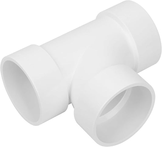 3IN PVC DWV Sanitary Tee 3-Way PVC Pipe Fittings Adapter Furniture Build Grade SCH40 PVC Elbow Fittings Connector for Drain, Waste, Vent