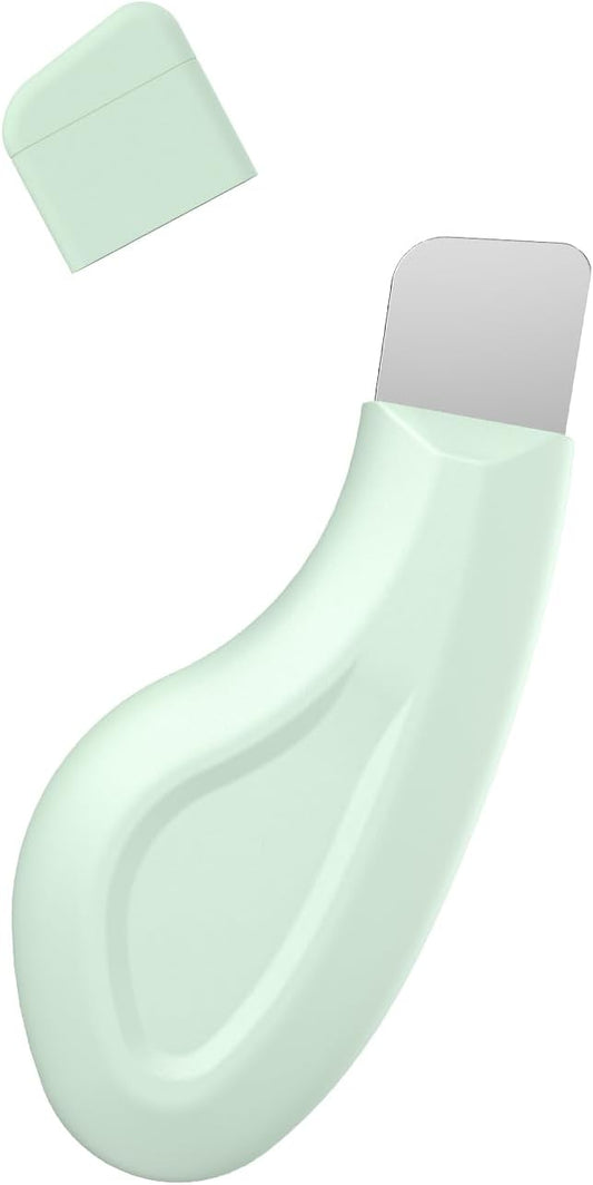 Blackhead Remover Tool, Stainless Steel Face Scraper, Manual Skin Scrubber Face Spatula with Silicone Cover for Nose, Chin and T-Zone, Skin Care Tool for Men and Women(Green