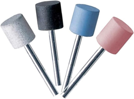 Silicone Cylinder Polisher Set of 12 Polishing 14.0 x 12mm Kit Assortment 4 Grades - Coarse White/Medium Black/Fine Blue/Extra Fine Pink Made in Germany