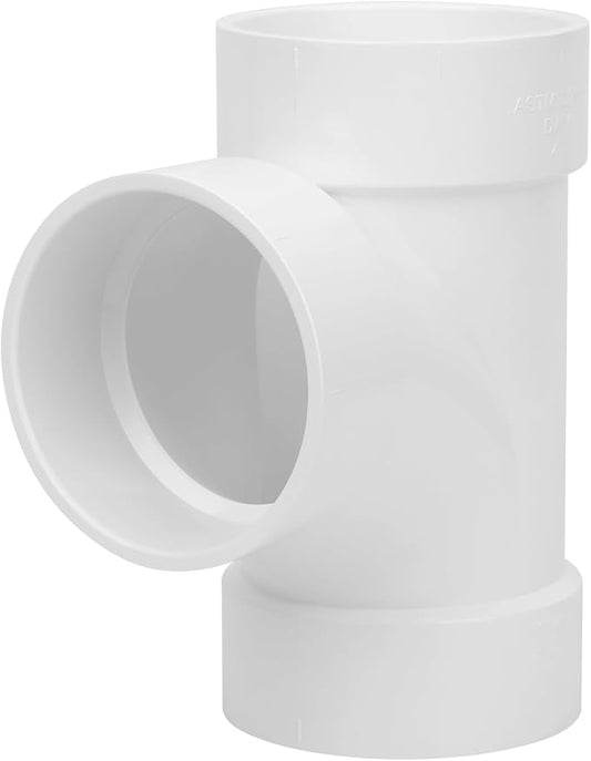 4IN PVC DWV Sanitary Tee 3-Way PVC Pipe Fittings Adapter Furniture Build Grade SCH40 PVC Elbow Fittings Connector for Drain, Waste, Vent