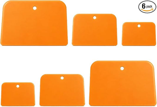 6 PCS Body Filler Spreaders, 4, 5, 6 Inch Multi-Purpose Automotive Body Paint Repair Scraper, 3 Sizes Reusable Hard Plastic Spreader Tool for Applying Putties Glazes Caulks