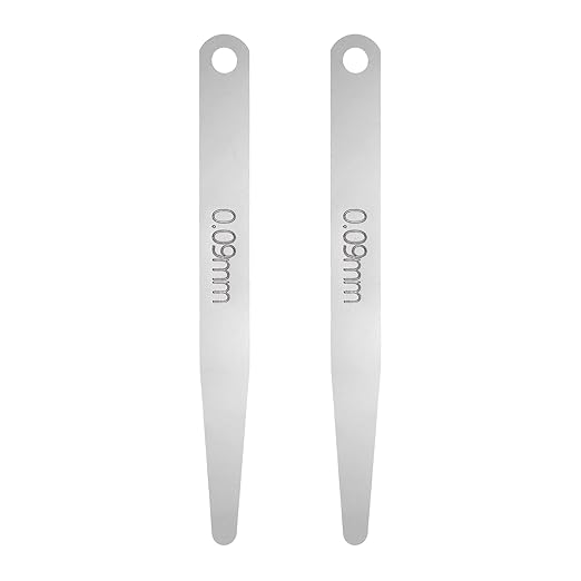 HARFINGTON 2pcs Metric Thickness Feeler Gauge 0.09mm Single Blade Oval Feeler Gauge 304 Stainless Steel Gap Measuring Tool for Repair Valve Guitar Spark Plug