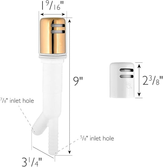 Design House 583872 Dishwasher Air Gap with Cover, Includes Two Finishes, White and Satin Gold