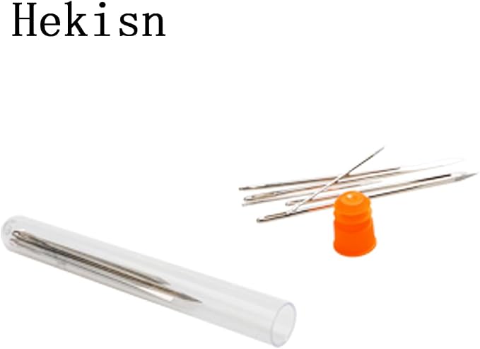 Hekisn Professional Large-Eye Triangle Leather Needles with Threaders for Hand Sewing Repair Stitching Projects (1.6 * 58mm)