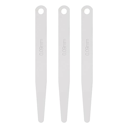 HARFINGTON 3pcs Metric Thickness Feeler Gauge 0.09mm Single Blade Oval Feeler Gauge 3CR-13 Stainless Steel Gap Measuring Tool for Repair Valve Guitar Spark Plug