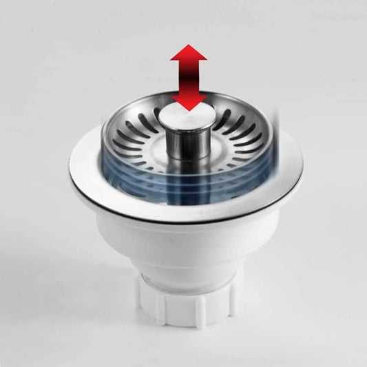 Houzer 190-9400 - 3-1/2 Inch Stainless Steel Pop-Up Kitchen Sink Basket Strainer, Durable Food Catcher Stopper for Metal Kitchen Sink, Ideal for Filtering Waste and Preventing Clogs