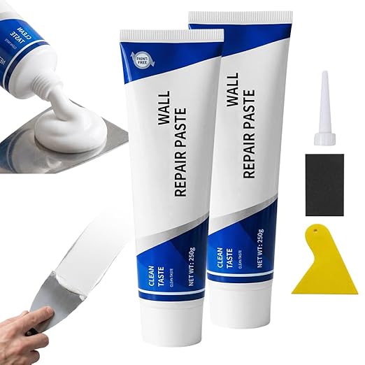 Drywall Mending Agent Kit, Quick Drying Wall Repair Paste with Scraper, Easy DIY Wall Hole Crack Dent Filler for Household Surface Restoration (2pcs)
