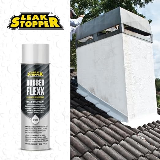 Leak Stopper Rubber Flexx – 15oz Waterproof Repair & Sealant Spray - Point & Spray to Seal Cracks, Holes, Leaks, Corrosion & More | White – 3 cans