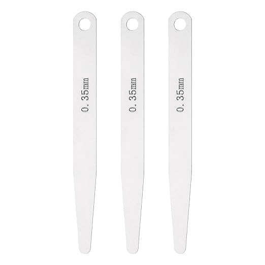 HARFINGTON 3pcs Metric Thickness Feeler Gauge 0.35mm Single Blade Oval Feeler Gauge 3CR-13 Stainless Steel Gap Measuring Tool for Repair Valve Guitar Spark Plug