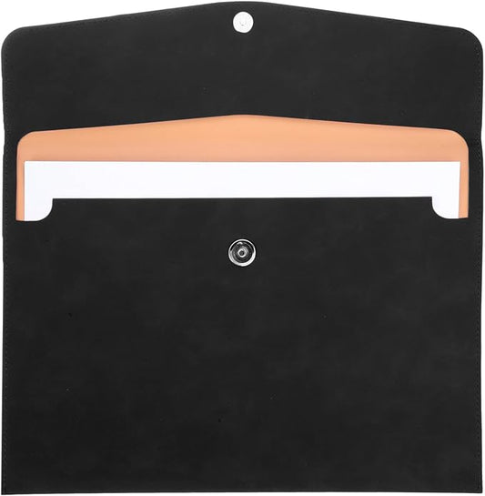 PATIKIL PU Leather File Folders, 7.9x10.6 A4 Document Holder Waterproof Envelope Folder with Snap Closure, Portable Portfolio Organizer Case for Paper Receipt, Black