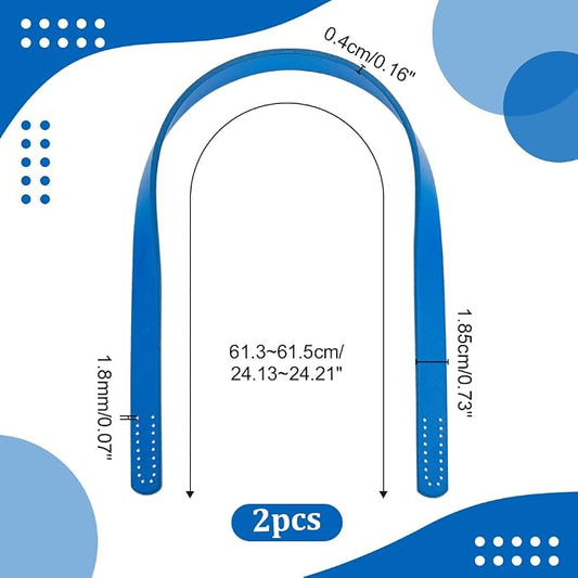 PH PandaHall 24 Inch Blue Leather Bag Strap, 2pcs Sew on Purse Handles 0.7 Inch Wide Leather Bag Handle Short Handbag Strap Replacement Handle for DIY Handbags Bags Tote Crochet Bag Repair