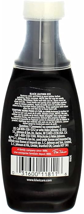 KIWI Leather Dye Restorer | For Shoes, Boots, Furniture, Jacket, Briefcase and More | Black | Includes Sponge Applicator