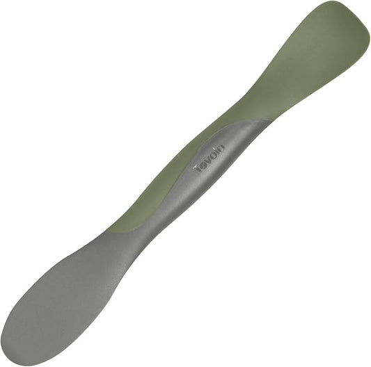 Tovolo Scoop and Spread Large Dual End Silicone Sandwich Spreader Tool with Nylon Handle, BPA Free Dishwasher Safe Silicone and Nylon Tool for Spreading and Scooping, Thyme Green and Charcoal Gray
